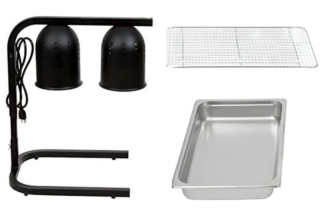 Black Portable Heat Lamp Warmer with Pan and Grate E75468