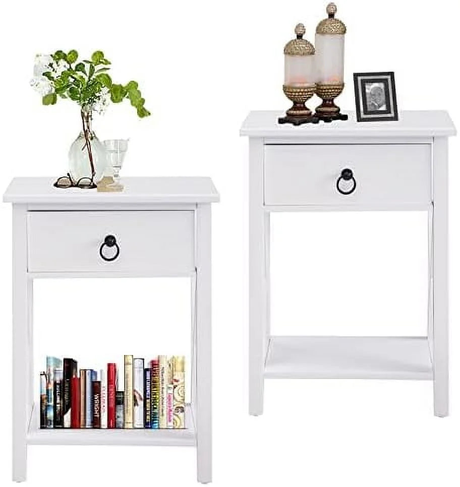 White Wood Nightstand Set of 2 G4215