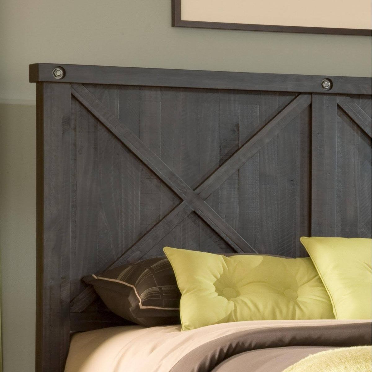 Cafe Full-Size Solid Wood Panel Bed L1182