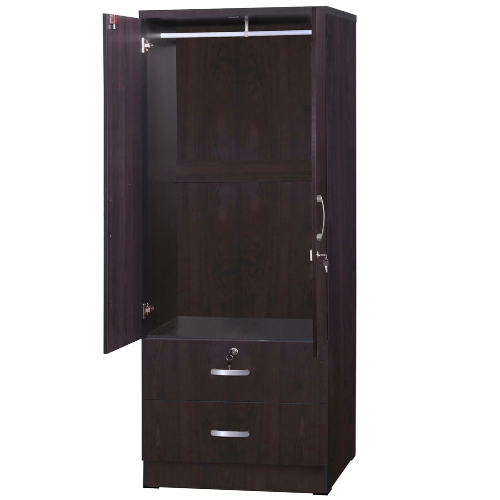 Wood 2-Door Wardrobe Armoire with 2-Drawers A810107