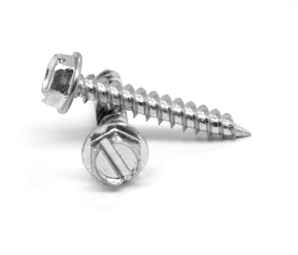 3/8-12 x 2 1/2 Slotted Hex Washer Head Sheet Metal Screw Type AB Low Carbon Steel Zinc Plated Pk 300 T563
