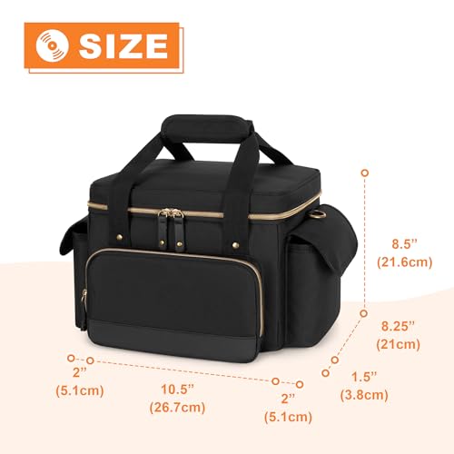 Vinyl Record Storage Box for 7 Inch Records, 80+ LP Carrying Bag with Dividers U64691