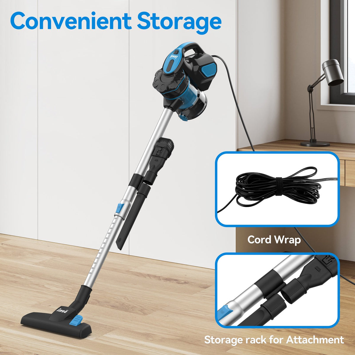 Corded Stick Vacuum Cleaner, 18Kpa, 600W Motor, 3-in-1 Multi-cyclone Filtration Lightweight Vacuum Cleaner B820