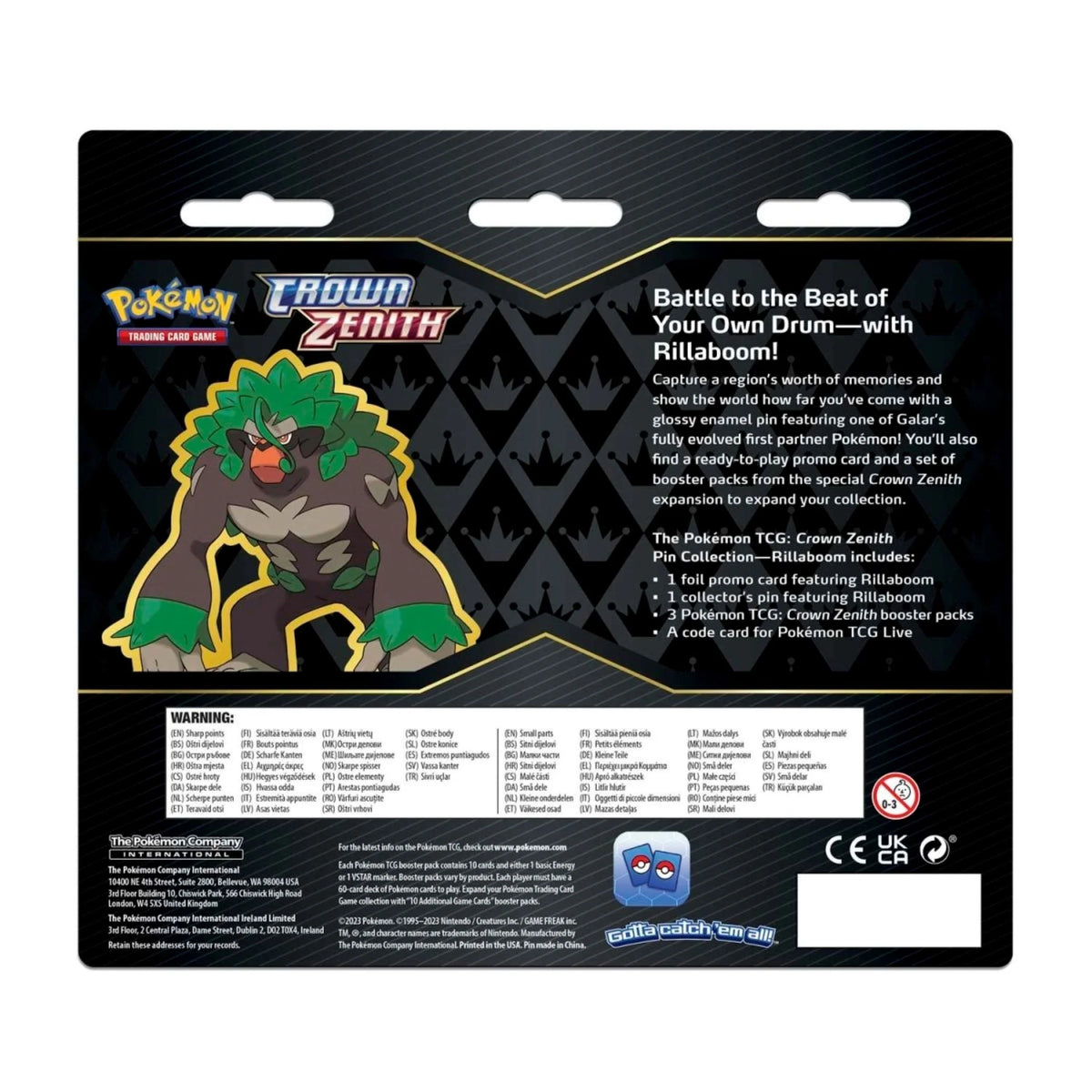 Pokémon Trading Card Games Crown Zenith Pin Box Collection Y569