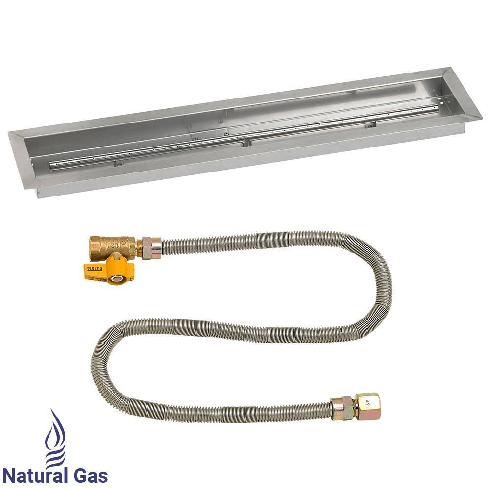 48x22 Linear Stainless Steel Drop-in Fire Pit Pan with Spark Ignition Kit F74516