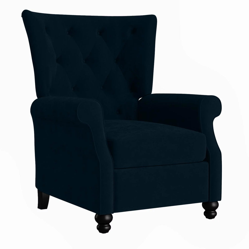 Navy Blue Velvet Push Back Recliner H3961