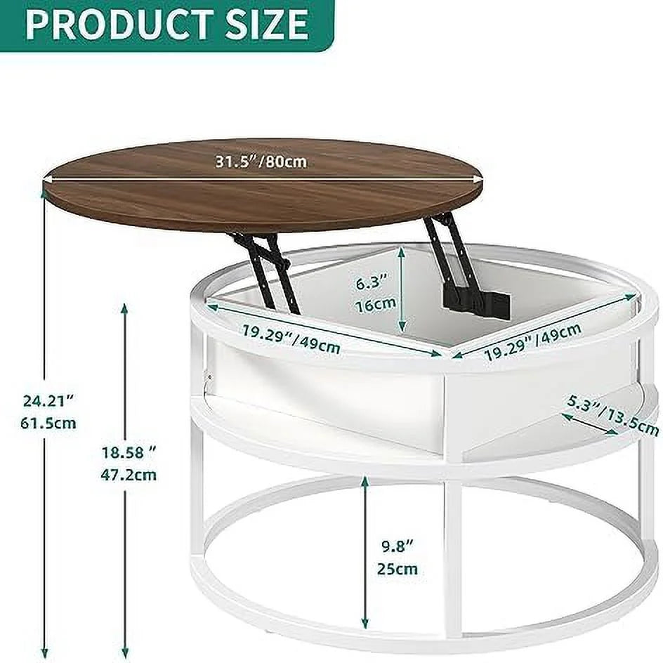 Round Lift Top Coffee Table Grey Y16456