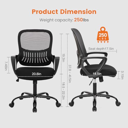 Black Ergonomic Mid-Back Mesh Swivel Office Chair L9874