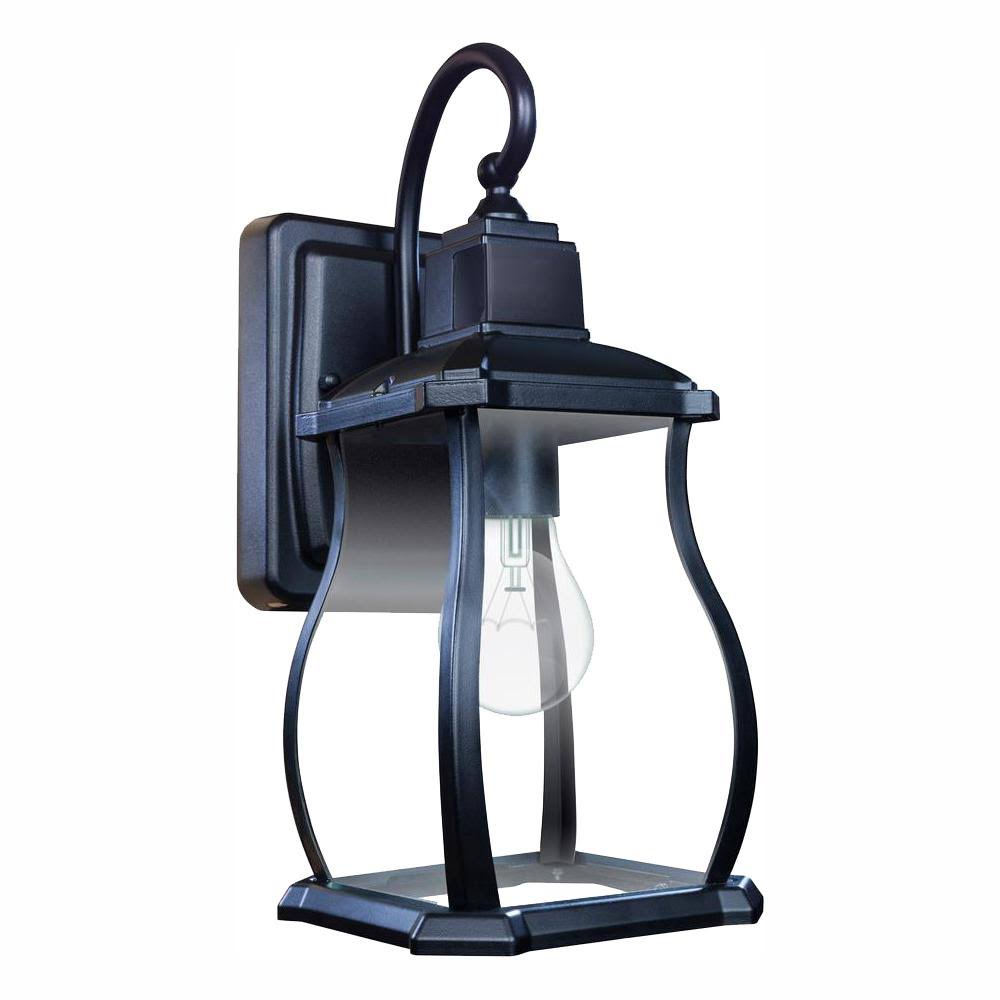 Black 1-Light Motion Activated Outdoor Wall Lantern U8178