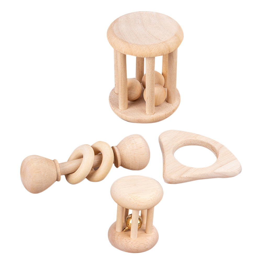 4 Pcs Wooden Baby Wrist Rattles V3301