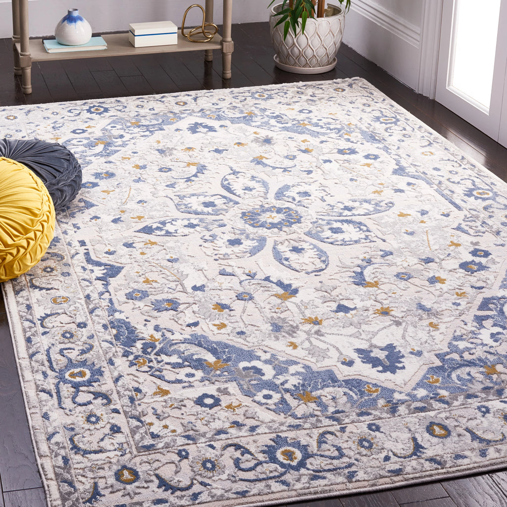 Light Grey Blue Oriental Area Rug 5'5" x 7'7" O55106