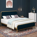 Queen Size Metal Bed Frame with Tufted Upholstered Headboard M247