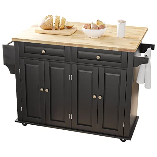 White Rolling Kitchen Island with Drop Leaf and Storage Cabinet S20451