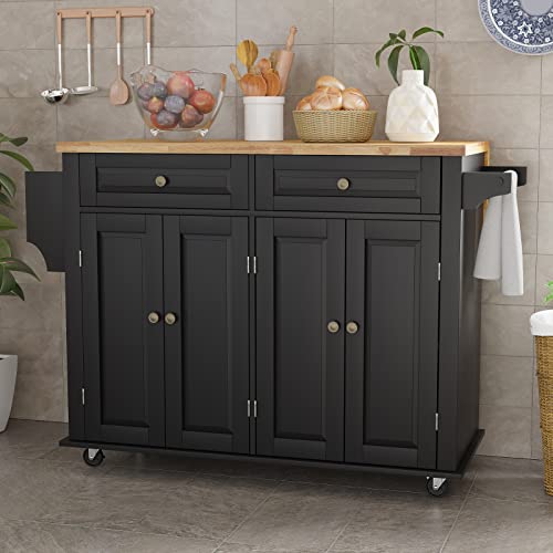 White Rolling Kitchen Island with Drop Leaf and Storage Cabinet S20451