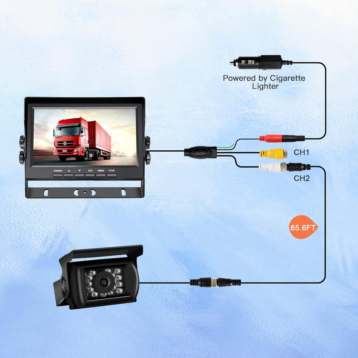 RV Backup Camera with 7 Inch Monitor Kit 18 IR LED Rear View Camera Q8195