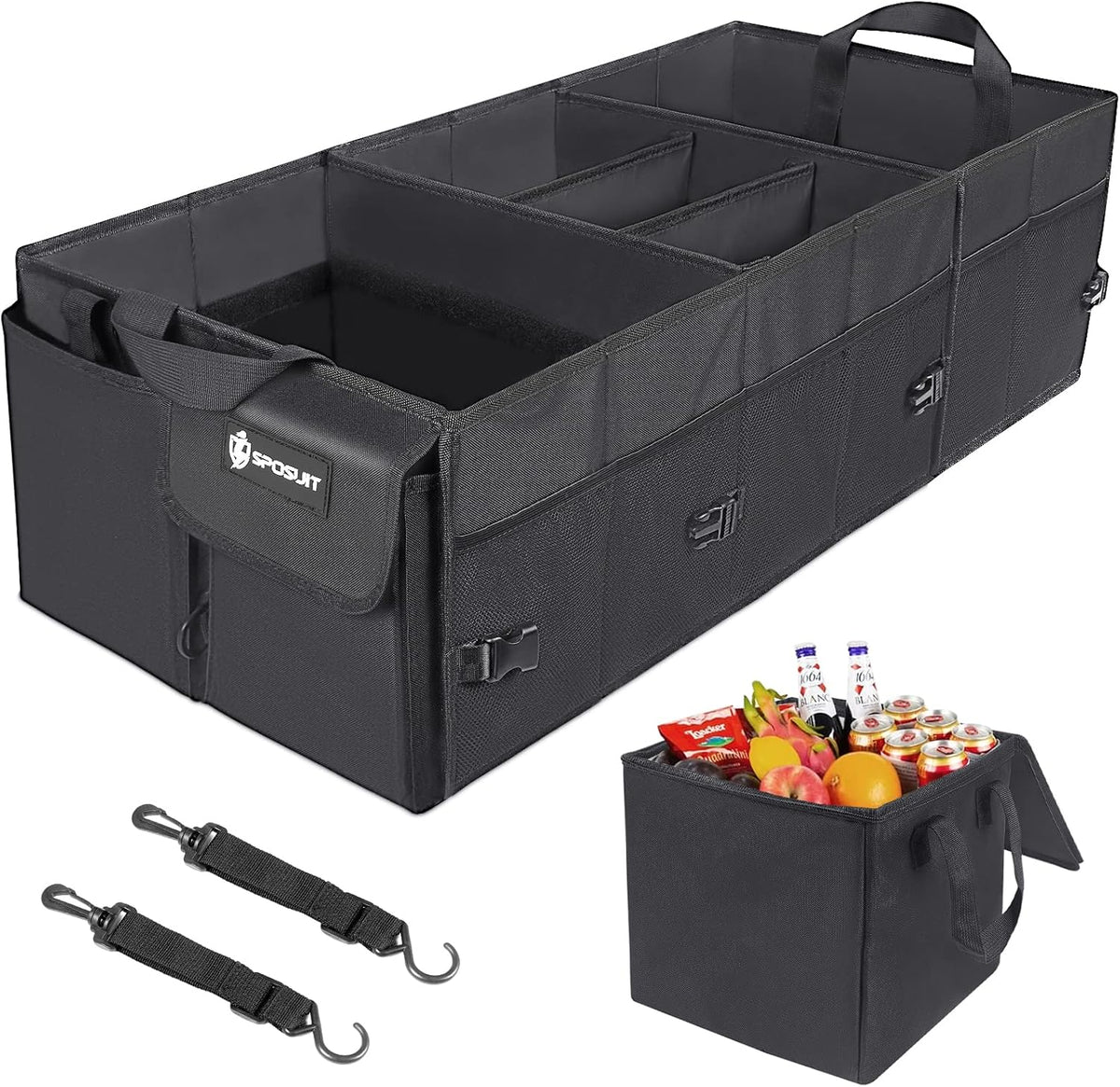 Waterproof Collapsible Car Trunk Organizer with Cooler and Removable Dividers M577
