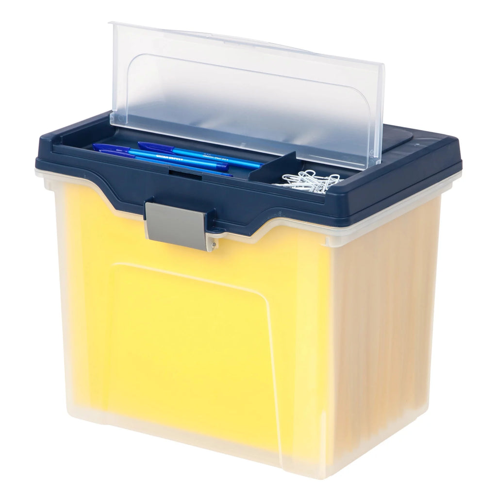 Large Mobile File Box Letter Size Clear Blue U648