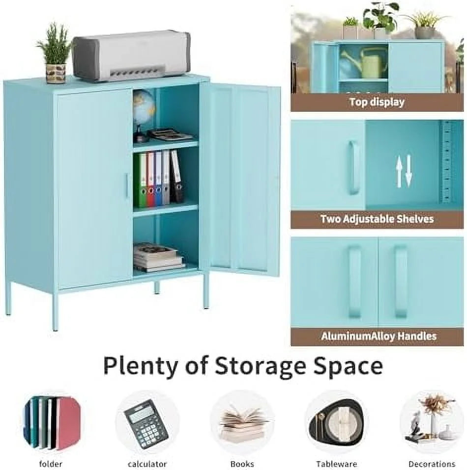 Metal Cabinet Locker with Hanging Rod and Adjustable Shelves I13436