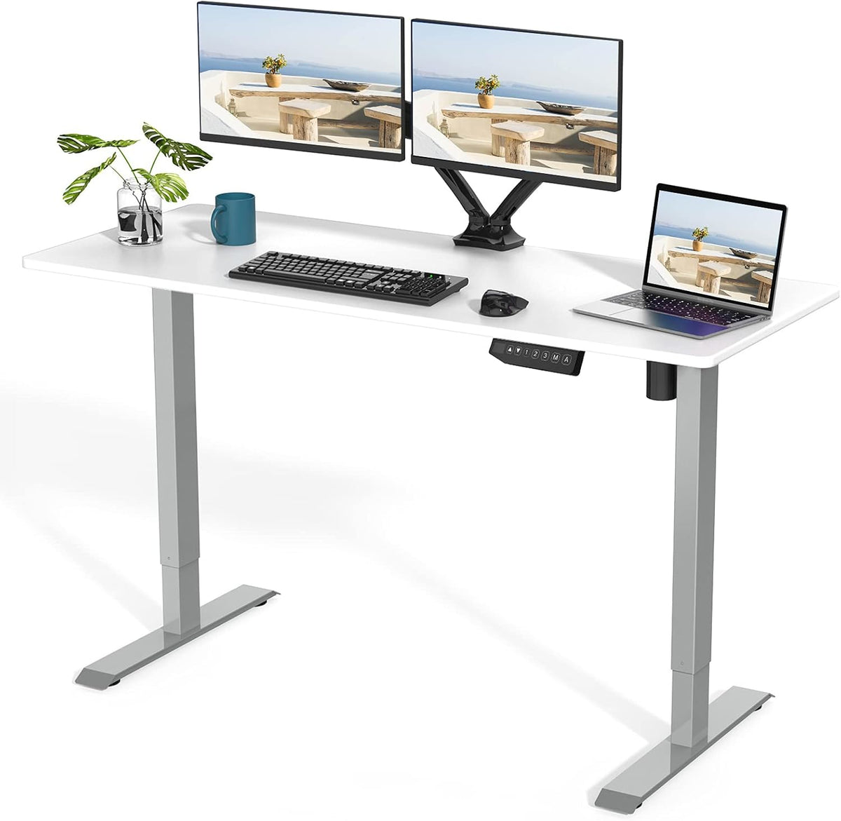 Electric Height Adjustable Standing Desk 48 x 24 Inches White B926