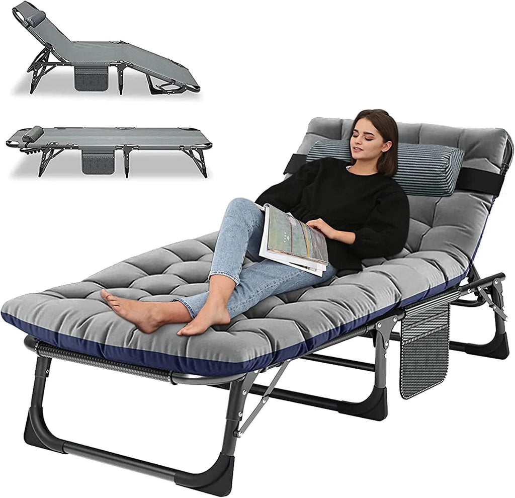 Portable Folding Camping Cot Bed with Mattress & Pillow M19637
