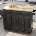 White Rolling Kitchen Island with Drop Leaf and Storage Cabinet S20451