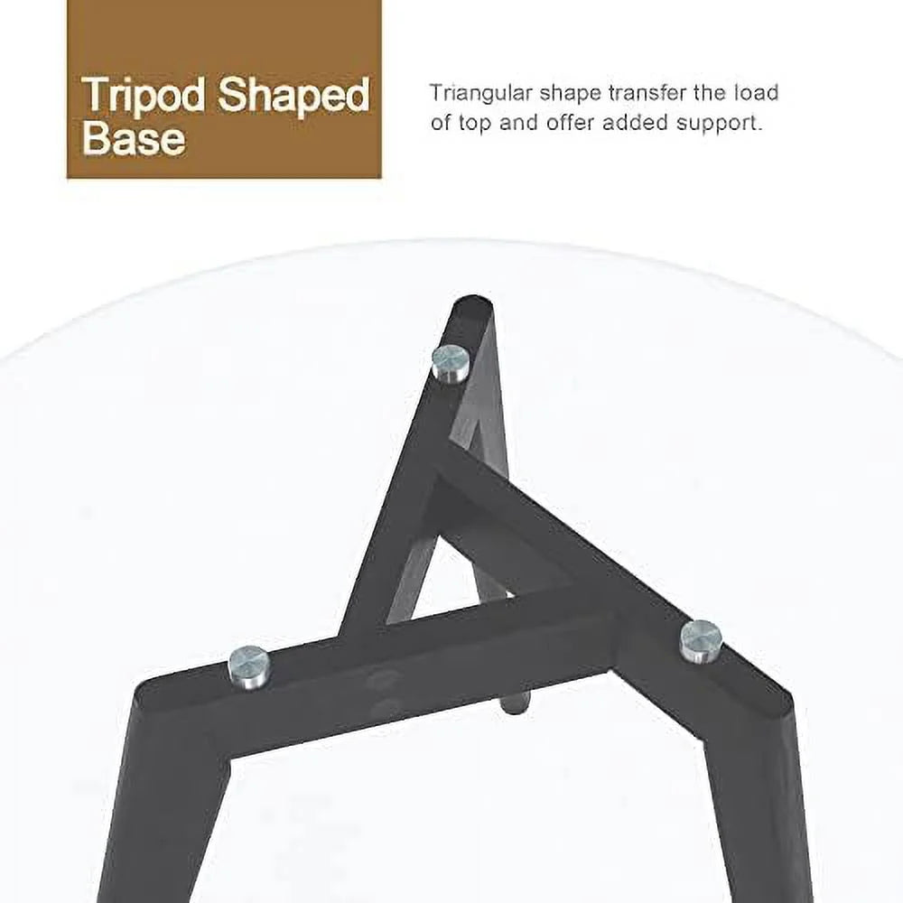 Round Glass Dining Table with Wood Legs 31.5 inch P270291