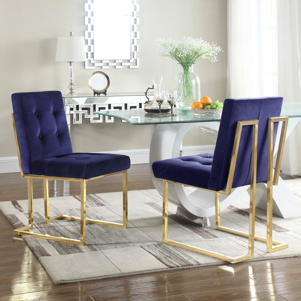 Navy Tufted Velvet Dining Side Chair A36226