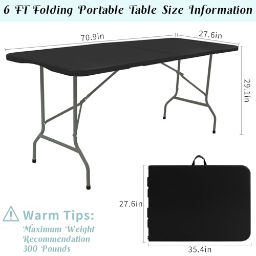 2 Pack 6 FT White Folding Plastic Table with Carrying Handle W2308