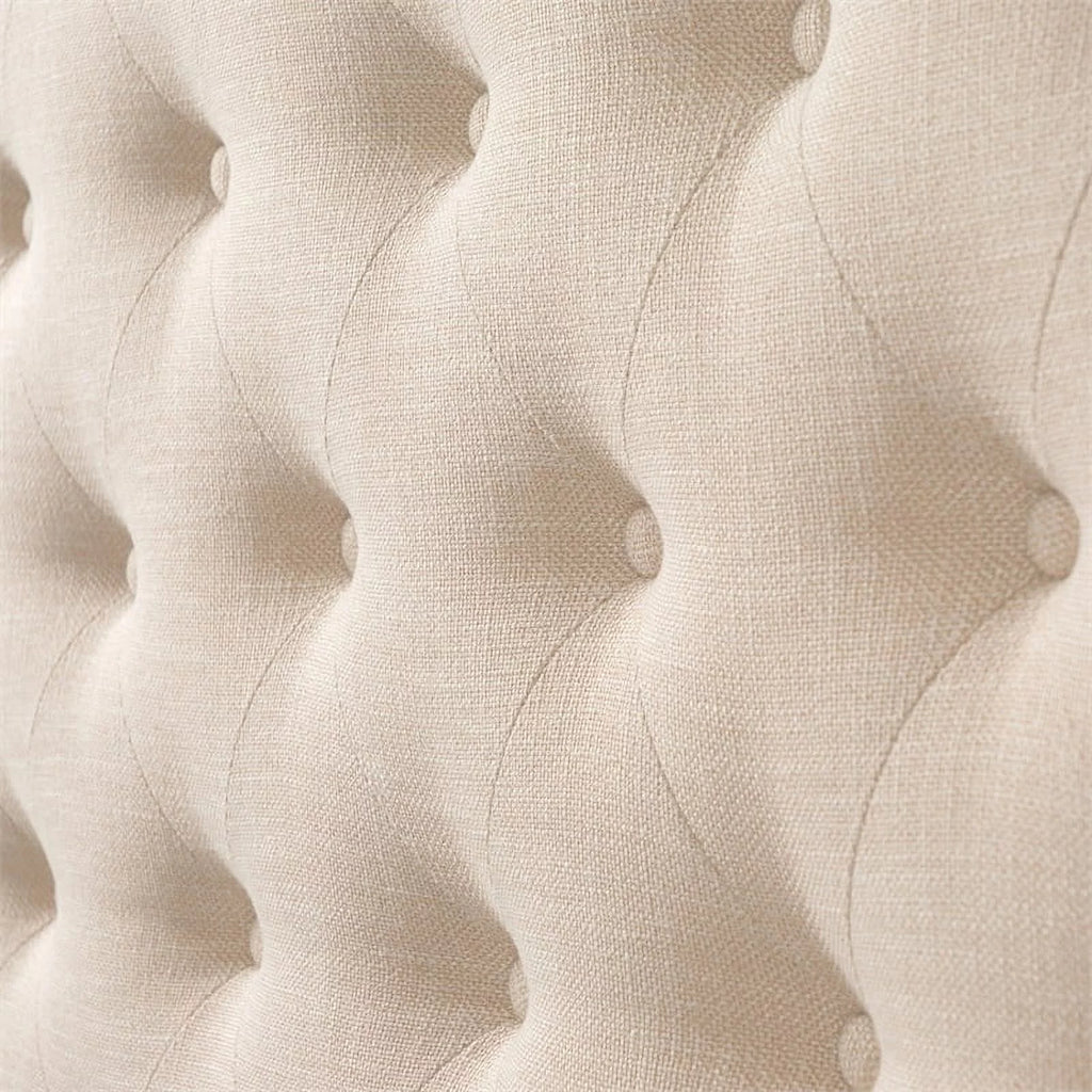 Cream Fabric Tufted Wingback Queen Bed with Slats I836487