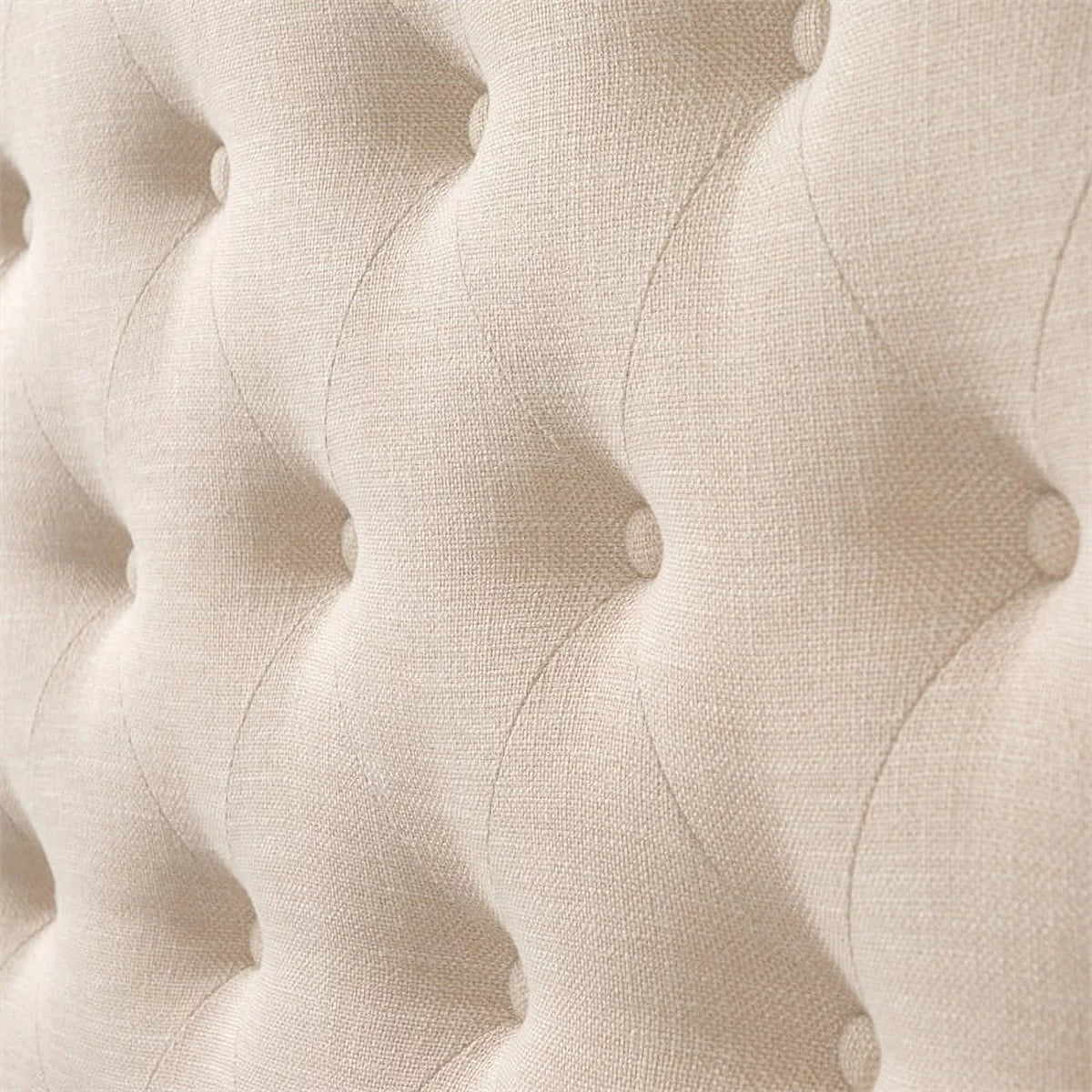 Cream Fabric Tufted Wingback Queen Bed with Slats I836487
