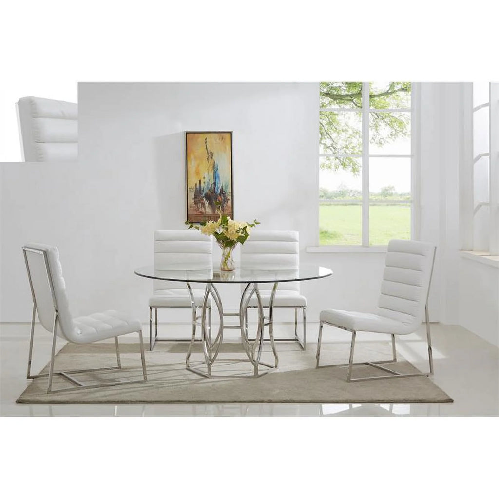 60" Stainless Steel and Glass Round Dining Table X41790
