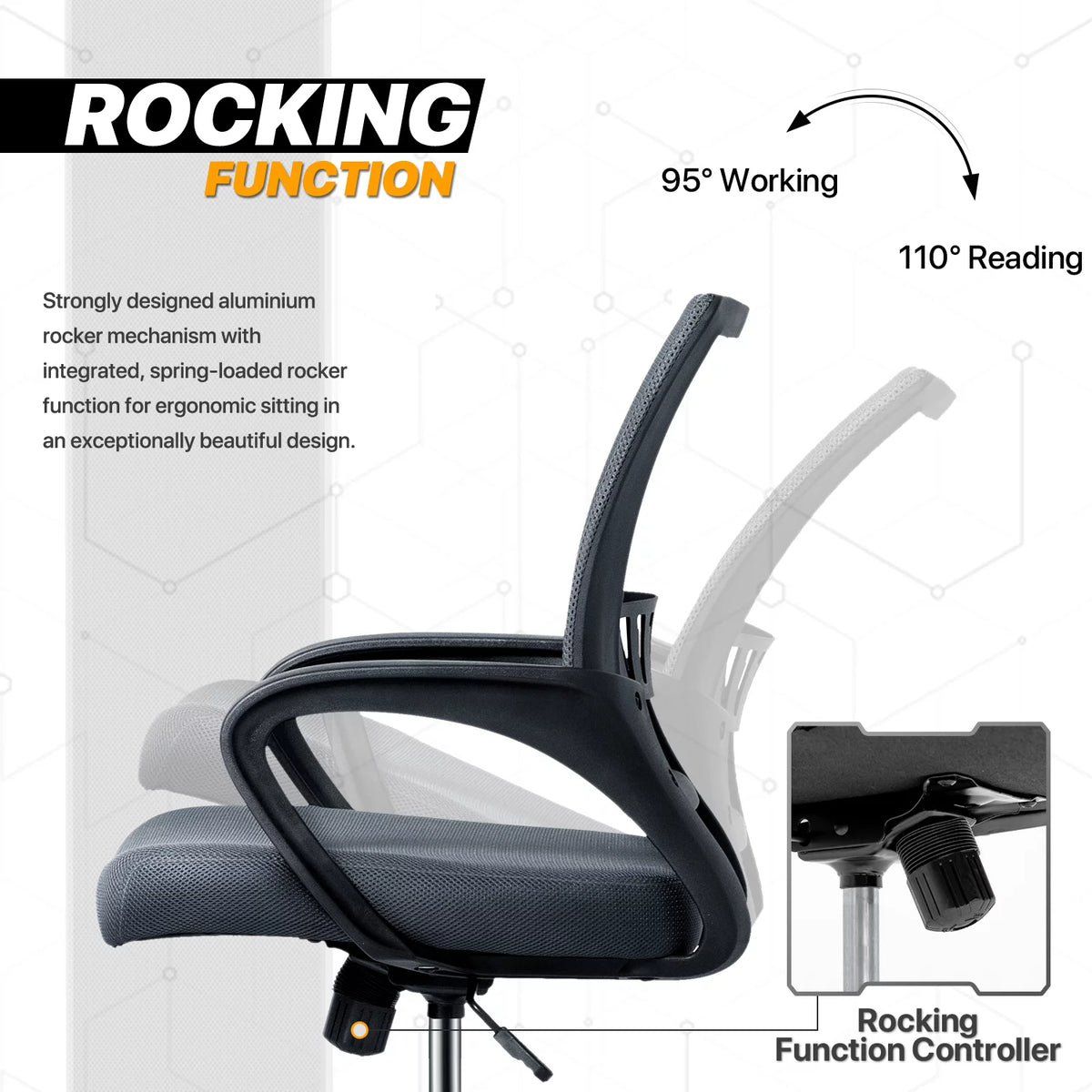 Grey Mesh Ergonomic Office Chair with Lumbar Support A699262