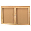 Oak Two Door Enclosed Wall Mounted Bulletin Board E1610