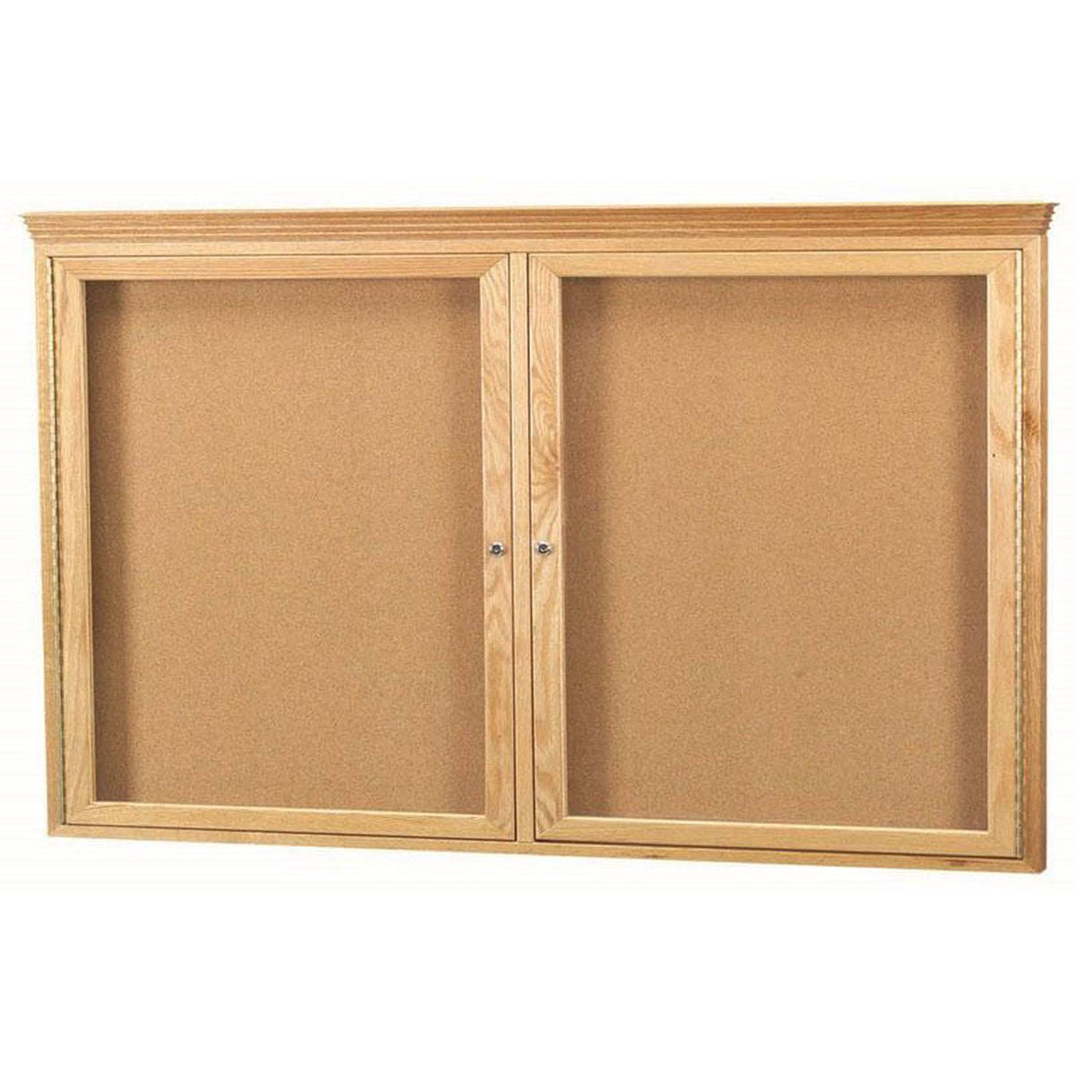 Oak Two Door Enclosed Wall Mounted Bulletin Board E1610