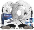 Front Drilled and Slotted Disc Rotors Brake Pads 6pc Set S81721