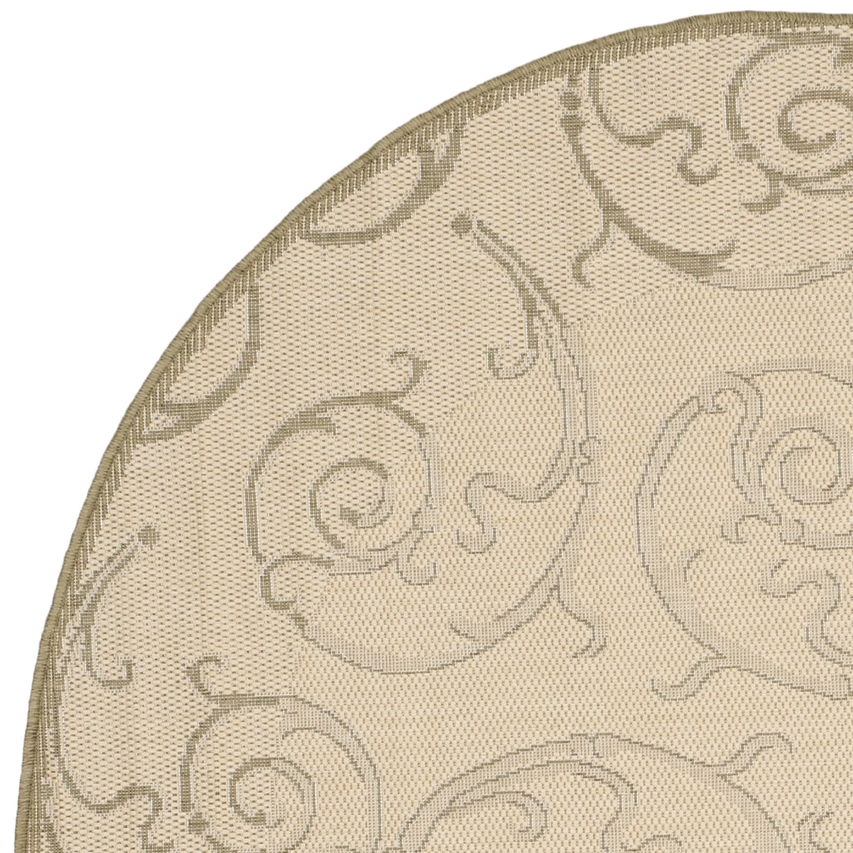 Natural/Olive Round Indoor/Outdoor Area Rug O618974