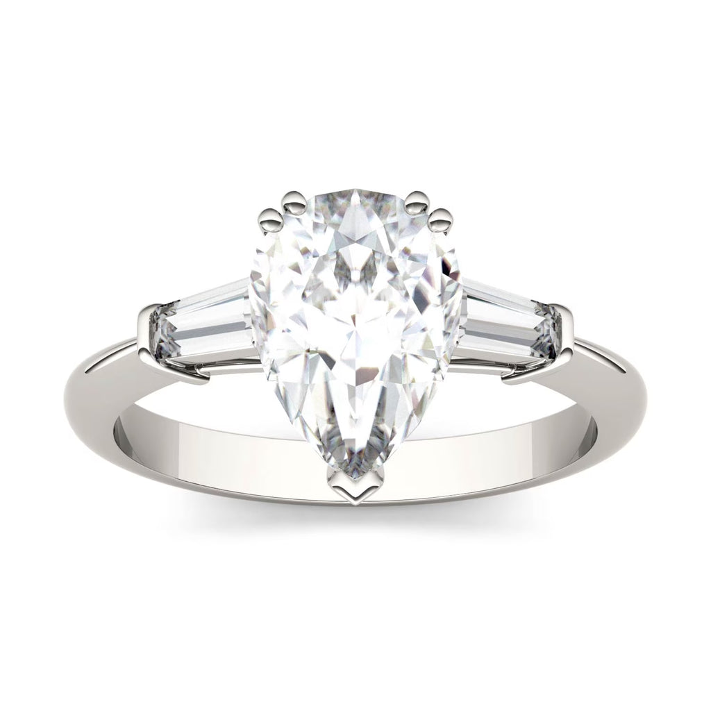 Pear Cut Moissanite Engagement Ring 2.47 DEW M9354