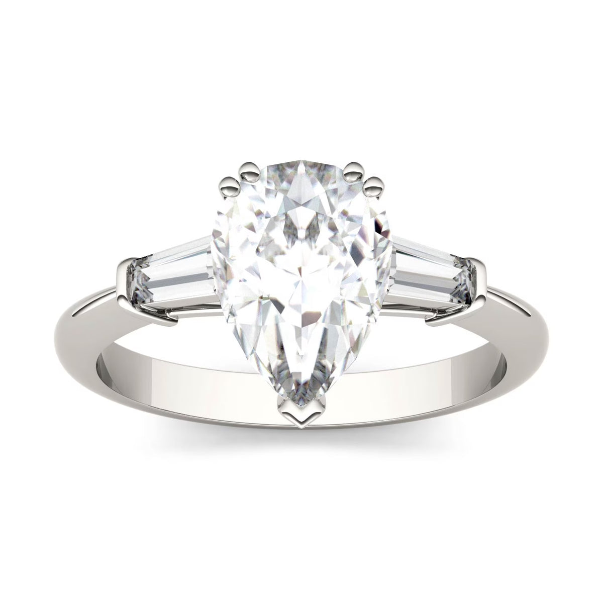 Pear Cut Moissanite Engagement Ring 2.47 DEW M9354