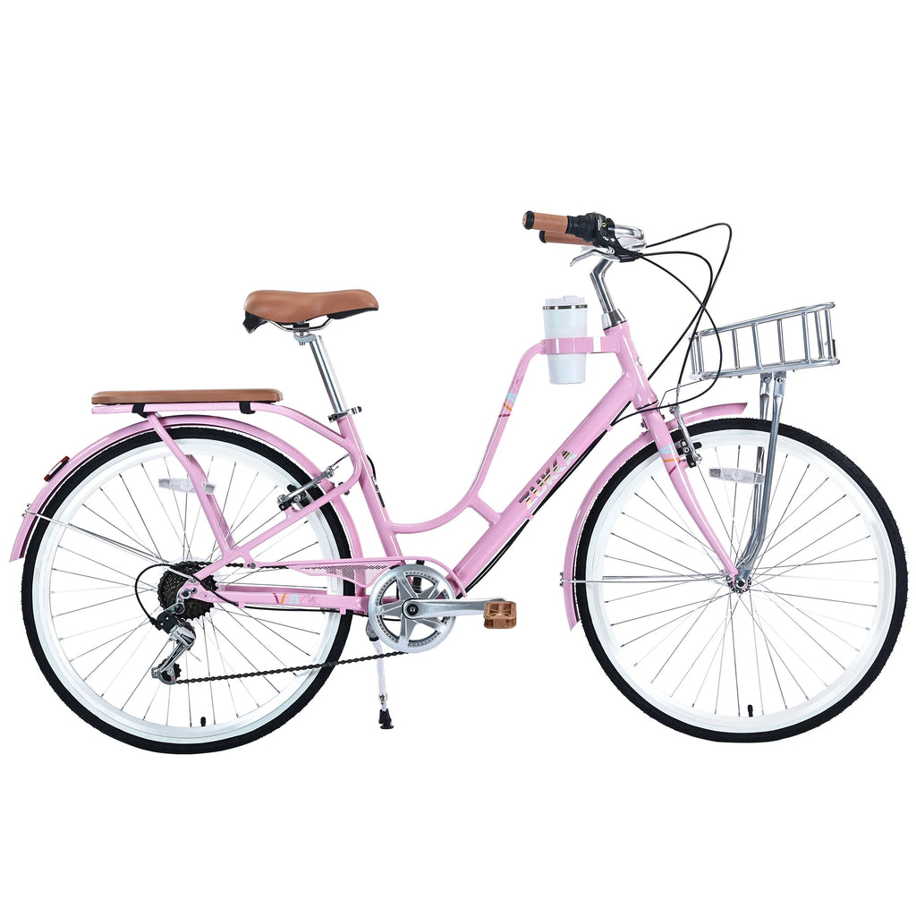 26 inch 7 Speed Pink Cruiser Bike E8536