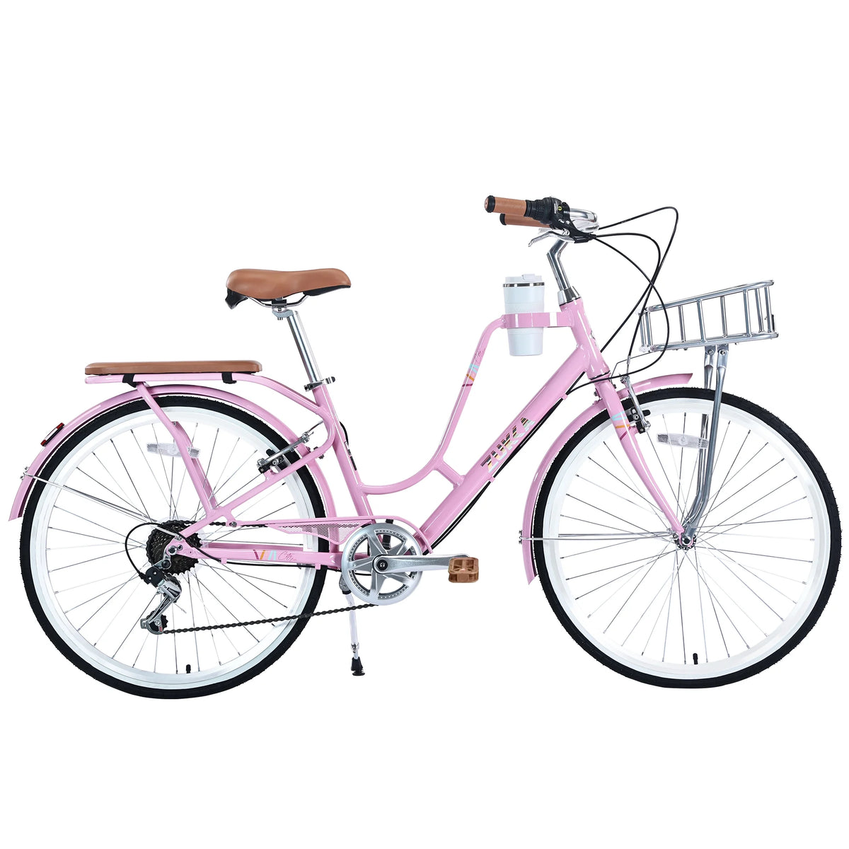26 inch 7 Speed Pink Cruiser Bike E8536