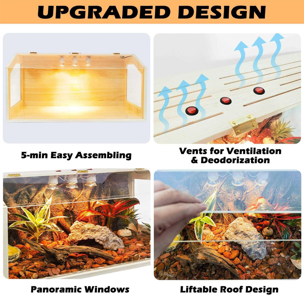 21 Gallon to 68 Gallon Reptile Terrarium Tank with Roof Door V9678