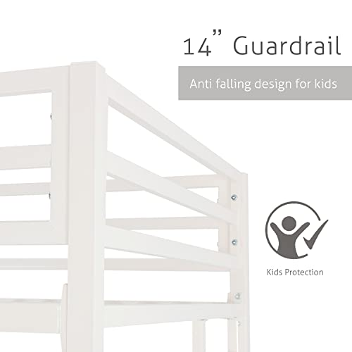 Black Twin Over Twin Size Loft Bunk Bed with Ladder and Guardrail C642
