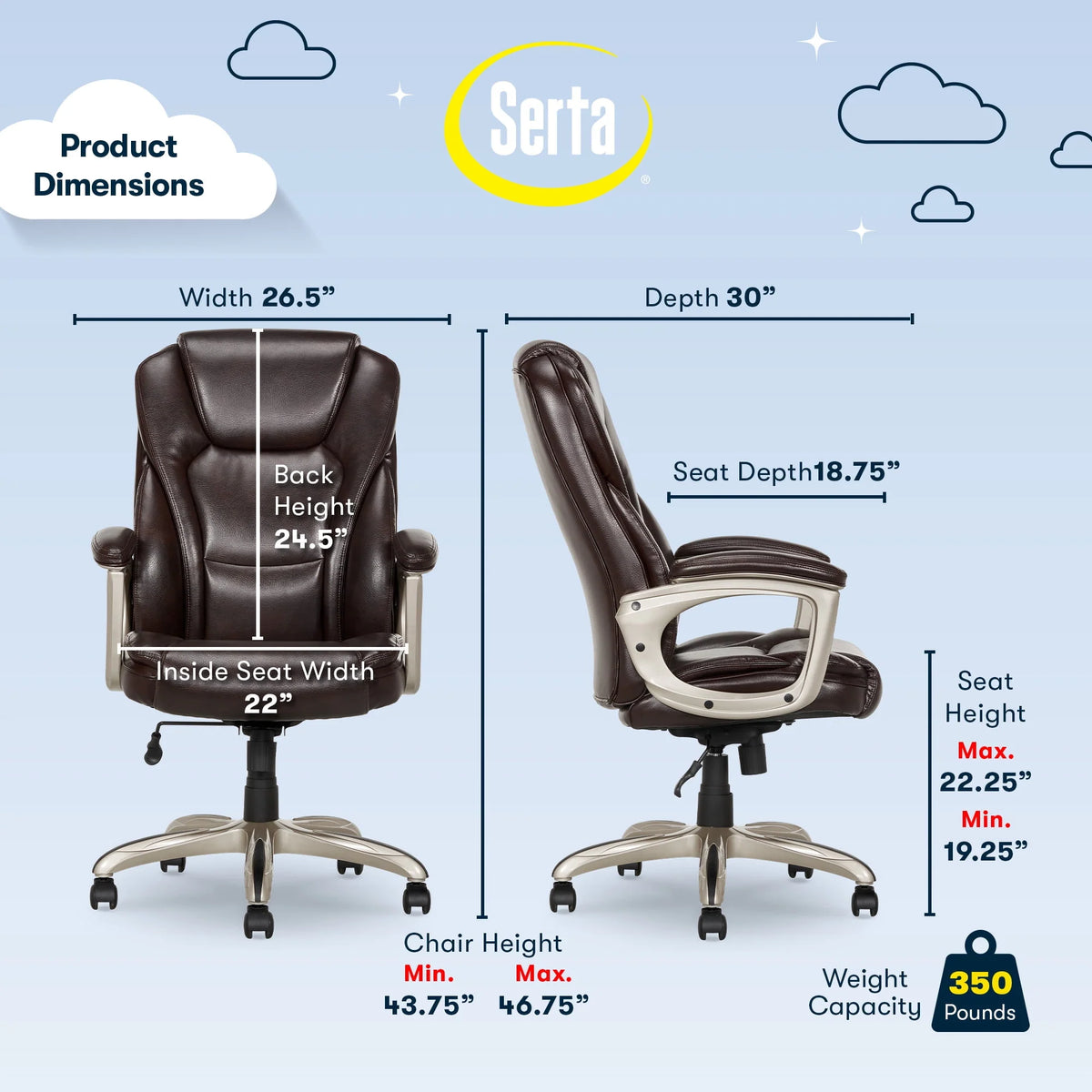 Black Bonded Leather Office Chair with Memory Foam F4481