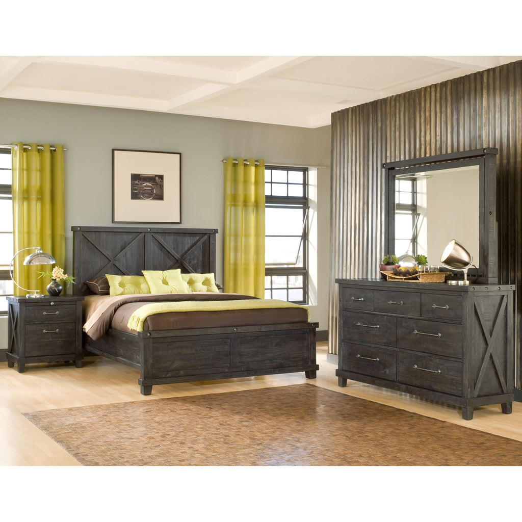 Cafe Full-Size Solid Wood Panel Bed L1182