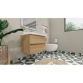 White Oak Wall-Mounted Single Bathroom Vanity Set O8530
