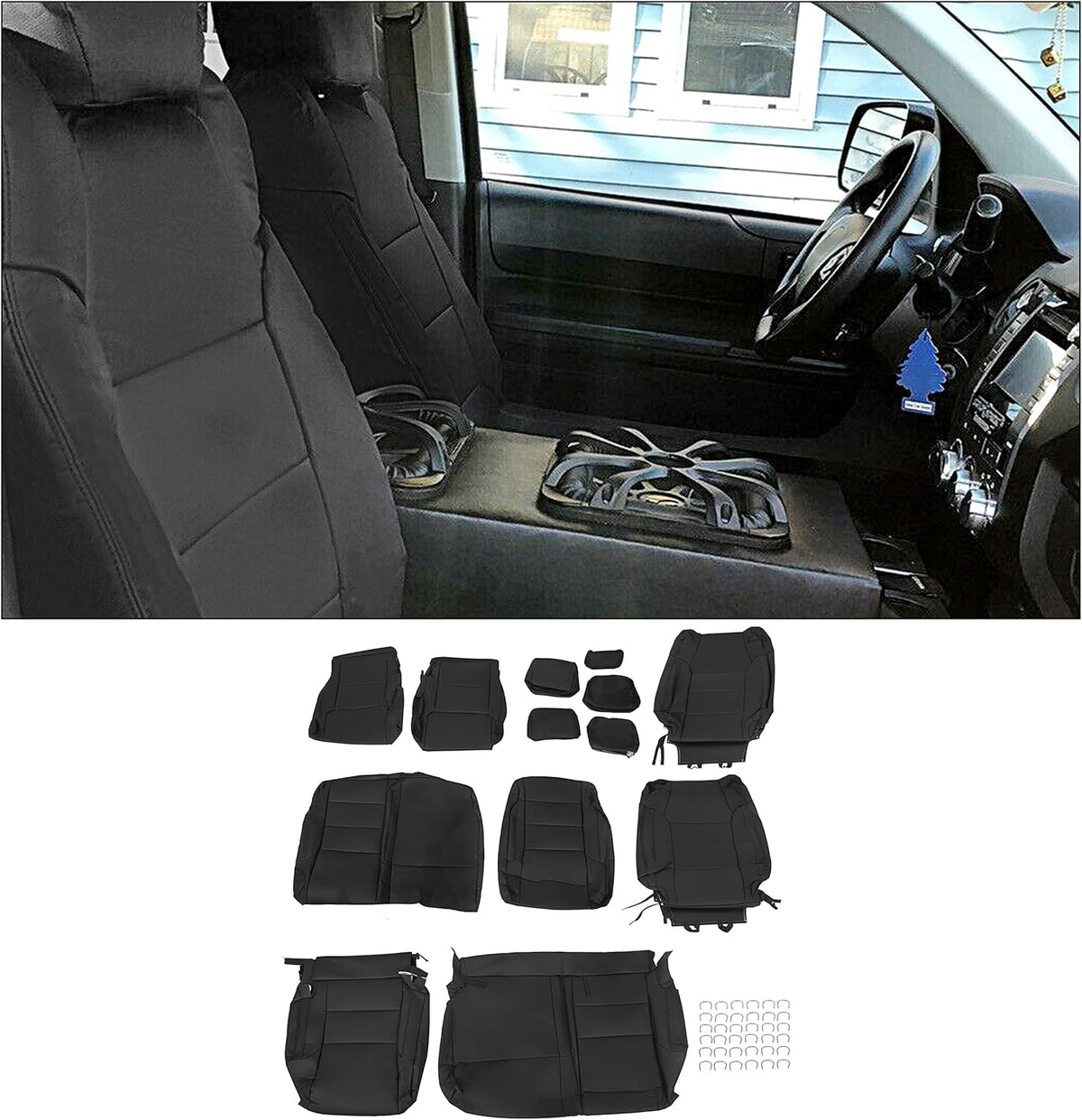 Black Leather Seat Covers V11151