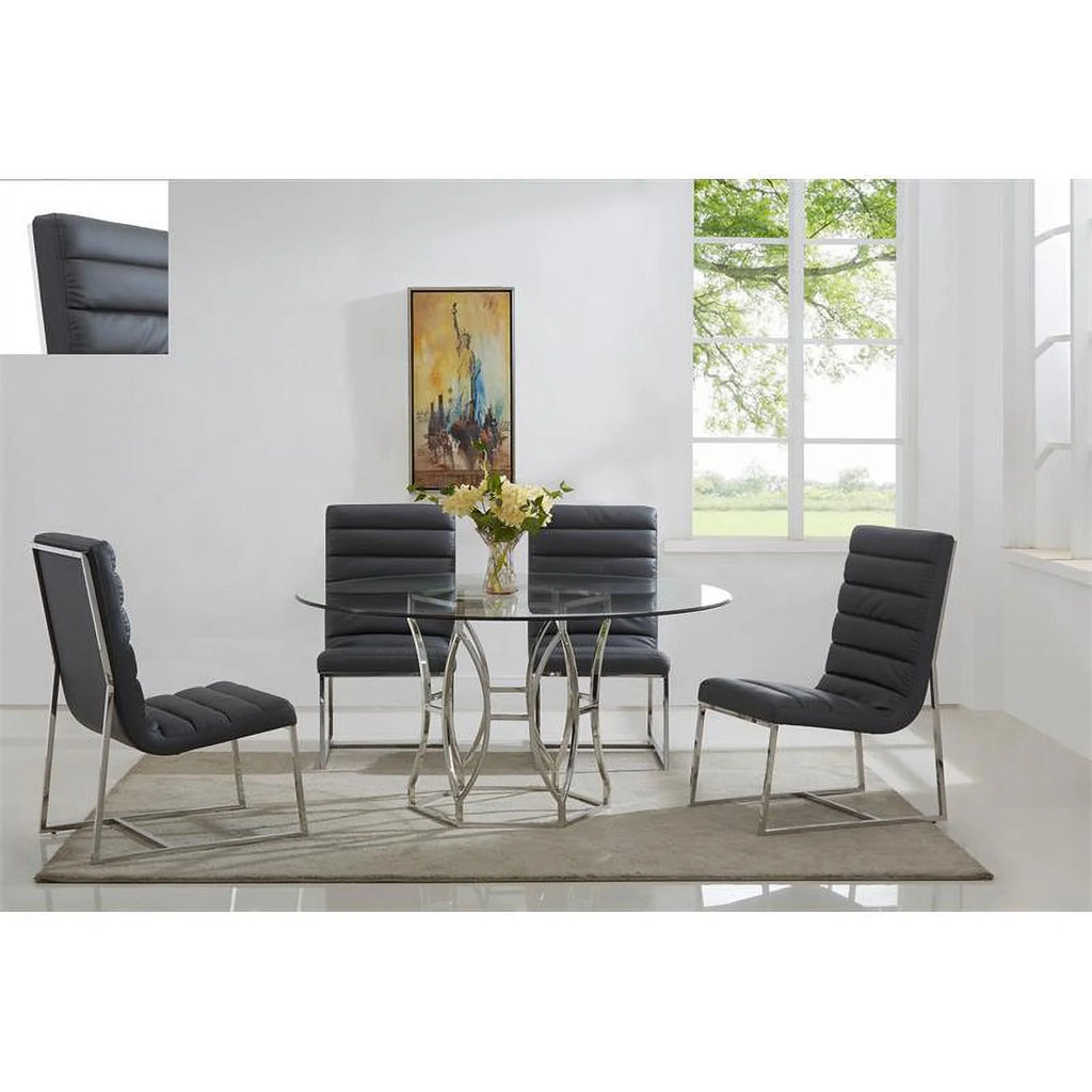 60" Stainless Steel and Glass Round Dining Table X41790