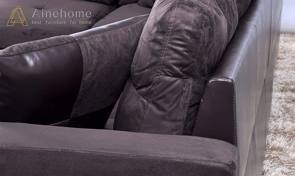 3 PCS L-Shaped Sectional Sofa Set with Storage Ottoman and Pillows Y67956