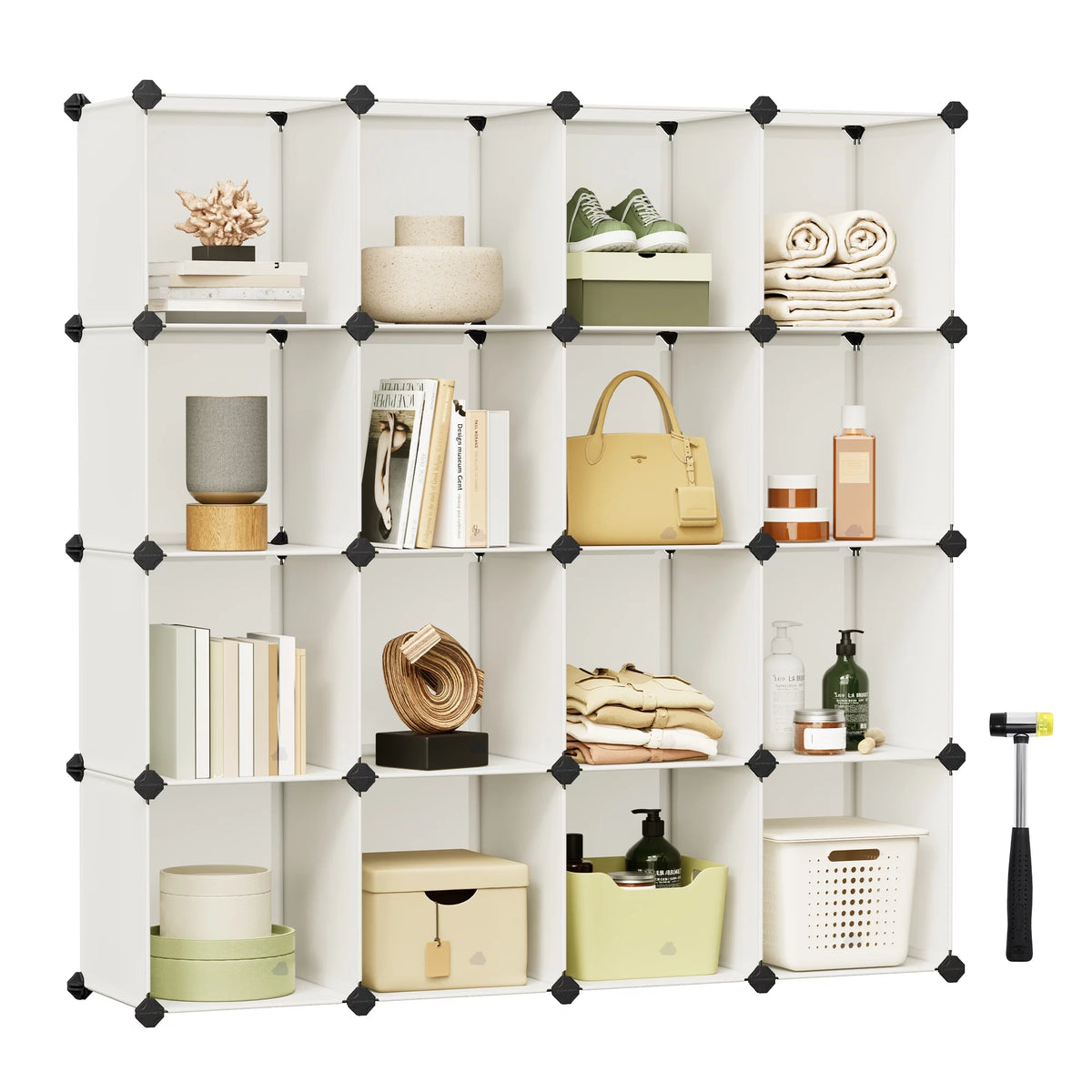 16 Cube Cream White Plastic Storage Organizer Q643759