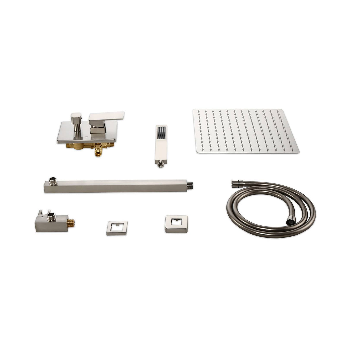 Wall Mounted Rainfall Shower Head Handheld Spray Square Shower Set L94329